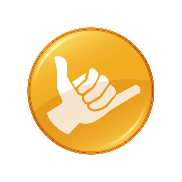 Autocollant shaka jaune main sticker logo