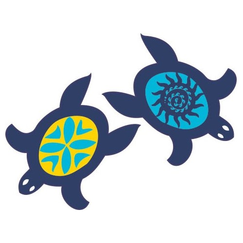 Tortues bleues jaunes autocollant sticker adhesif
