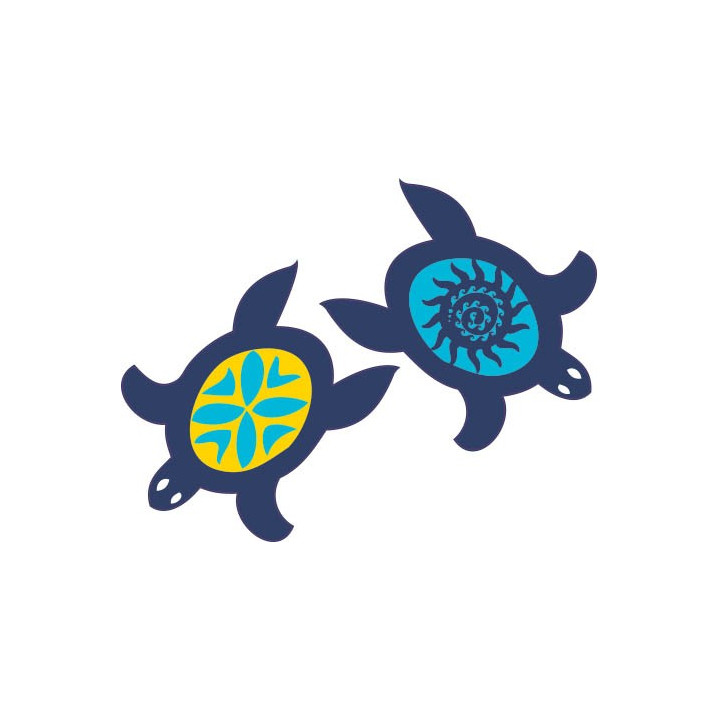 Tortues bleues jaunes autocollant sticker adhesif