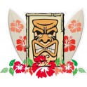 Tiki planche de surf hibiscus autocollant sticker adhesif