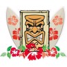 Tiki planche de surf hibiscus autocollant sticker adhesif