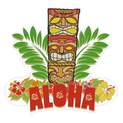 Tiki ALoha hibiscus autocollant sticker adhesif