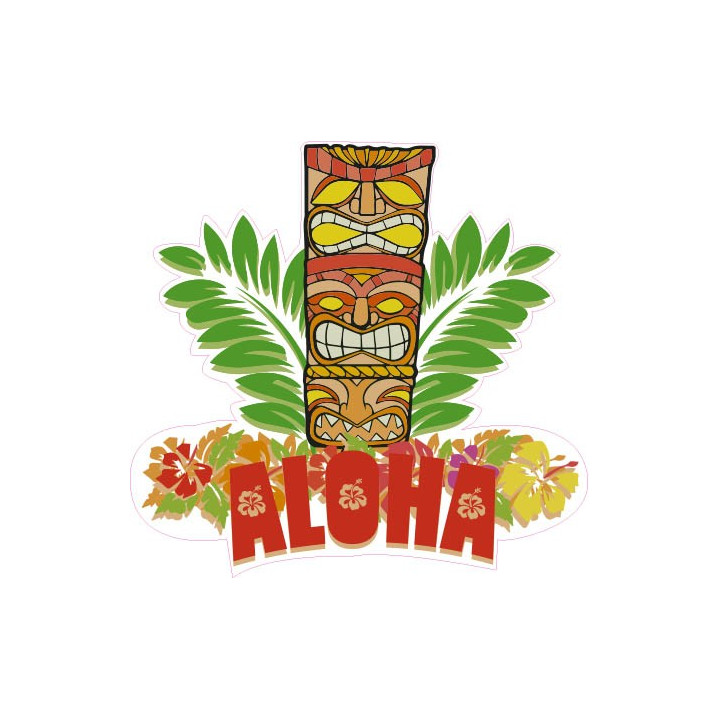 Tiki ALoha hibiscus autocollant sticker adhesif