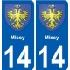 14 Léry blason autocollant plaque stickers ville