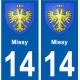 14 Léry blason autocollant plaque stickers ville