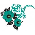 Salamander hibiscus blau aufkleber sticker kleber