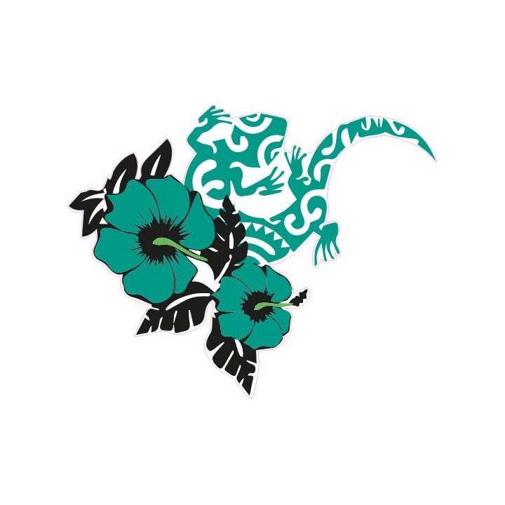 Salamandre Hibiscus bleu autocollant sticker adhesif