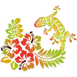 Salamandre hibiscus dégradé orange autocollant sticker adhesif