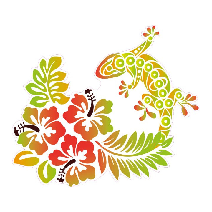 Salamandre hibiscus dégradé orange autocollant sticker adhesif