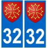 32 Occitan autocollant plaque