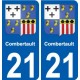 21 Léry blason autocollant plaque stickers ville