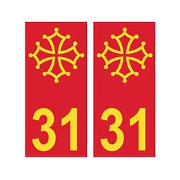 31 Occitan fond rouge autocollant plaque