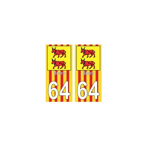 64 Bearn fond rayure rouge jaune autocollant plaque