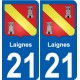 21 Léry blason autocollant plaque stickers ville