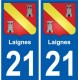 21 Léry blason autocollant plaque stickers ville