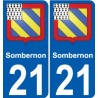 21 Léry blason autocollant plaque stickers ville