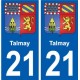 21 Léry blason autocollant plaque stickers ville