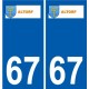 67 Altorf blason autocollant plaque stickers ville