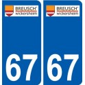 67 Breuschwickersheim coat of arms sticker plate stickers city