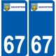 67 Dachstein logo autocollant plaque immatriculation stickers ville
