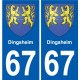 67 Dingsheim blason autocollant plaque stickers ville