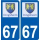 67 Dingsheim coat of arms sticker plate stickers city