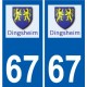 67 Dingsheim logo autocollant plaque stickers ville