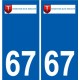 67 Dinsheim-sur-Bruche escudo de armas de la etiqueta engomada de la placa de pegatinas de la ciudad