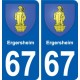 67 Ergersheim blason autocollant plaque stickers ville