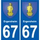 67 Ergersheim blason autocollant plaque stickers ville