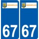 67 Gresswiller escudo de armas de la etiqueta engomada de la placa de pegatinas de la ciudad