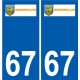 67 Gresswiller coat of arms sticker plate stickers city