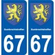 67 Gumbrechtshoffen escudo de armas de la etiqueta engomada de la placa de pegatinas de la ciudad