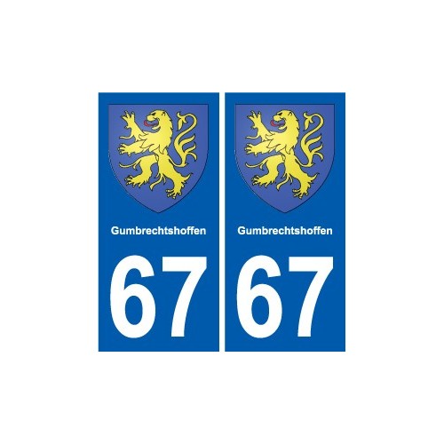 67 Gumbrechtshoffen escudo de armas de la etiqueta engomada de la placa de pegatinas de la ciudad