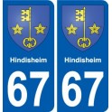 67 Hindisheim blason autocollant plaque stickers ville