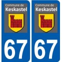 67 Keskastel logo autocollant plaque stickers ville