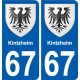 67 Kintzheim blason autocollant plaque stickers ville