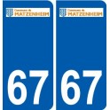 67 Matzenheim logo autocollant plaque immatriculation stickers ville