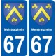 67 Meistratzheim escudo de armas de la etiqueta engomada de la placa de pegatinas de la ciudad