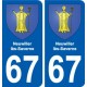 67 Neuwiller-lès-Saverne escudo de armas de la etiqueta engomada de la placa de pegatinas de la ciudad