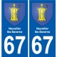 67 Neuwiller-lès-Saverne escudo de armas de la etiqueta engomada de la placa de pegatinas de la ciudad