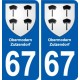 67 Obermodern-Zutzendorf coat of arms sticker plate stickers city