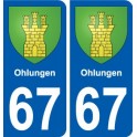 67 Ohlungen escudo de armas de la etiqueta engomada de la placa de pegatinas de la ciudad