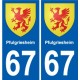 67 Pfulgriesheim escudo de armas de la etiqueta engomada de la placa de pegatinas de la ciudad