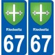 67 Riedseltz blason autocollant plaque stickers ville