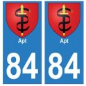 84 Apt autocollant plaque