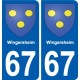 67 Wingersheim blason autocollant plaque stickers ville