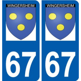 67 Wingersheim escudo de armas de la etiqueta engomada de la placa de pegatinas de la ciudad