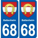 68 Battenheim escudo de armas de la etiqueta engomada de la placa de pegatinas de la ciudad