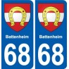 68 Battenheim coat of arms sticker plate stickers city